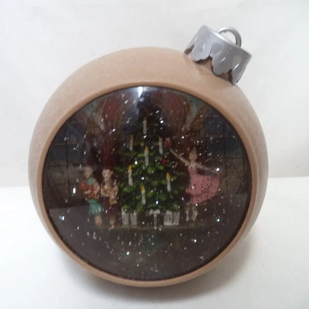 Vintage Christmas Nutcracker ornament Snow Globe lights up plastic 7 x 7 Holiday